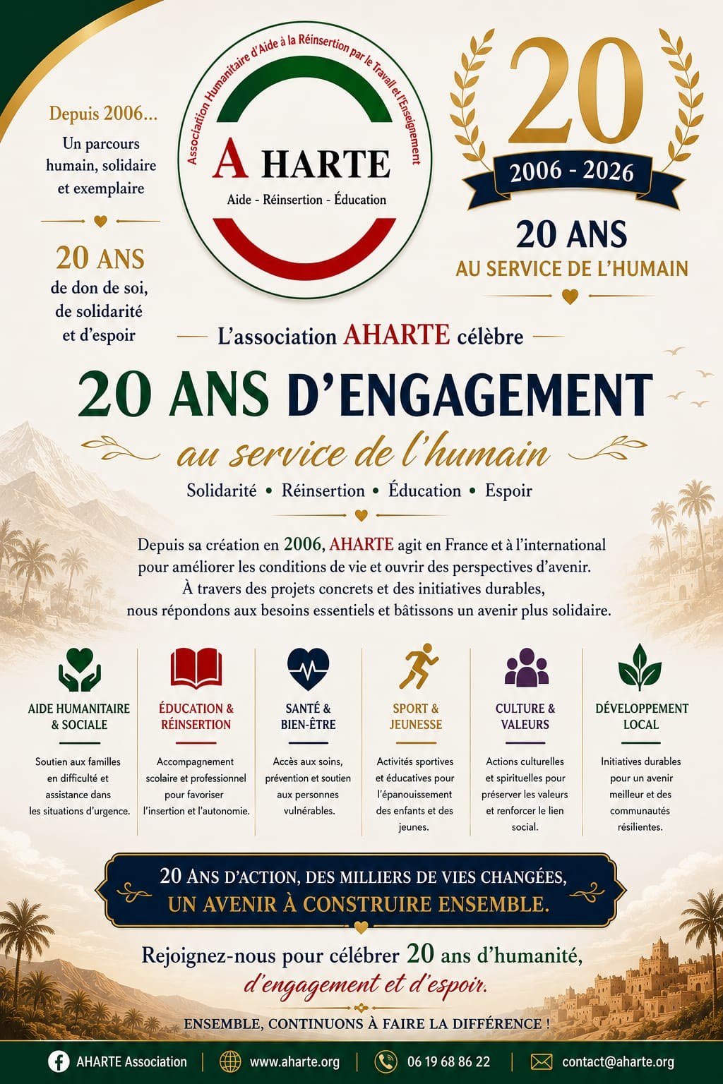 Affiche des 20 ans de l’Association AHARTE, 2006-2026